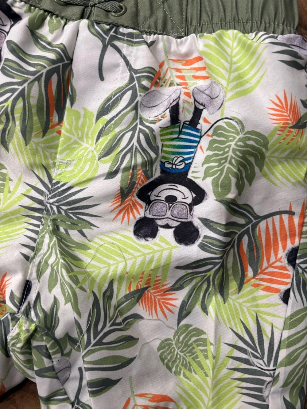 Disney Olive Green and White Mickey Mouse Kids Rashguard Swim Set
